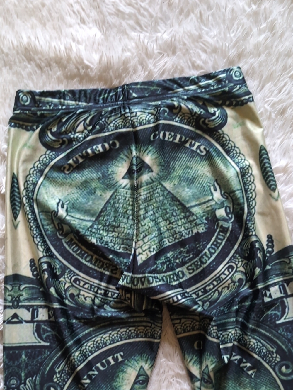 Blackmilk Old School The Dollar Green Illuminati Themed Leggings Size Large - Picture 7 of 13